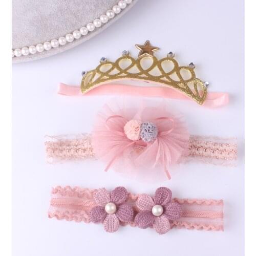 3pcs/lot Newborn Headwear Baby Girl Flower Headbands Lace Hair Bands Party Headband Turban Infant Newborn Hair Accessories