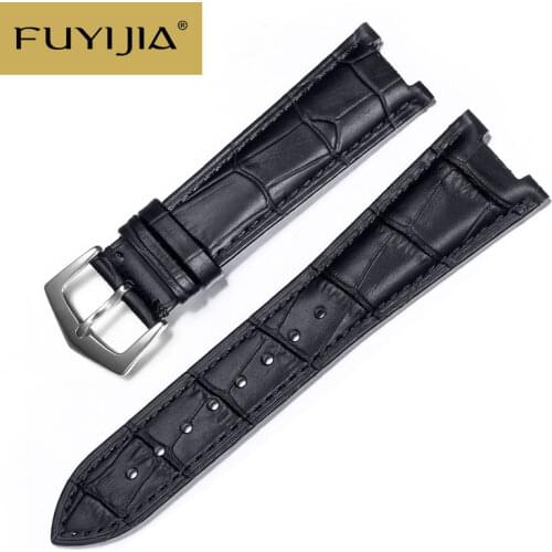 New Nautilus Watch Strap Crocodile Pattern Cowhide Watchband 21MM 25MM Concave Interface Genuine Leather Bands Steel Pin Buckle