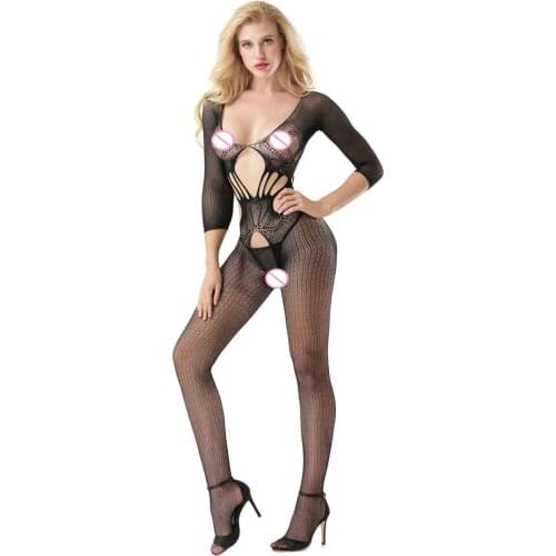 Sexy Sleeved Seductive Erotic Hot Lingerie Babydoll Teddy Catsuit Lotus Garter Belt Bodystocking Teddy Underwear Sleepwear Latex
