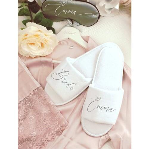 Silver bridal party Slippers,personalised bride flower girl Slippers,bridesmaid proposal Gift,Bachelorette Slippers travel favor