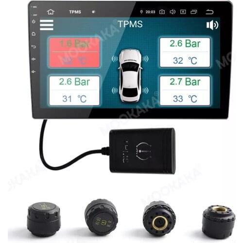 TPMS Car Tire Pressure Monitoring System Wireless TPMS with 4 External Sensors fit for Android 6.0.7.1 8.0 9.0/9.1/10.0 S