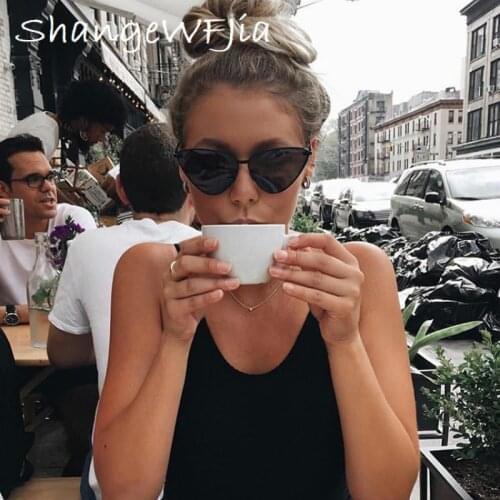 2020 Black fashion Women Colour Luxury Cat Eye Sunglasses Metal Reflective flat lens Sun Glasses Female oculos