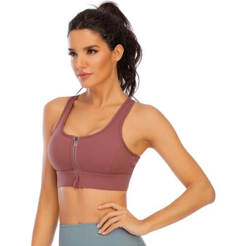 Breathable Backless Hollow Out Fitness Bra Zipper High Impact Push Up Sports Bra Women Singlet Sports Wear For Women Gym