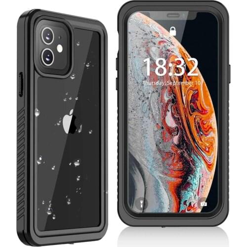 For Iphone 12 Mini 5.4inch Waterproof Case Clear Sound Quality Built In Screen Protector Support Wireless Charger Phone Case