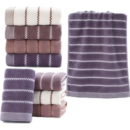4pcs/Lot High Quality Cotton Adult Household Face Washing Towel Home Furnishing Male And Female Couple Striped Soft Comfortable
