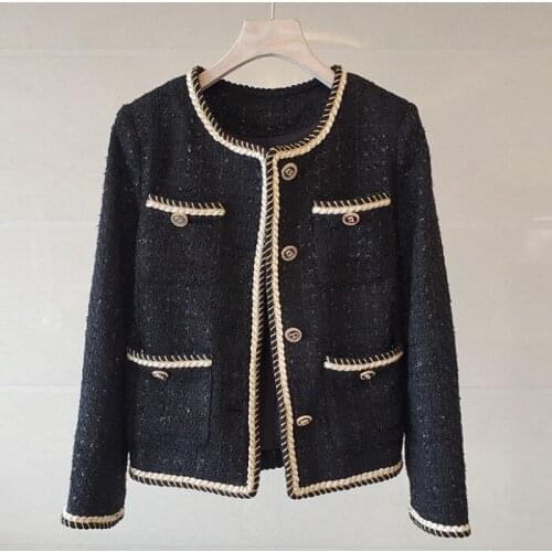 Plaid Tweed Jackets Women O-Neck Long Sleeve Vintage Harajuku Coats Luxury French Autumn Winter Woolen Outwear Buttons k3356