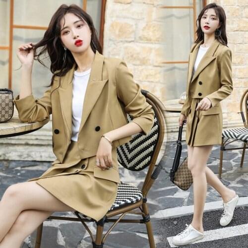 Womens suit skirt suit autumn new fashion wild short suit jacket temperament slim skirt womens two-piece suit