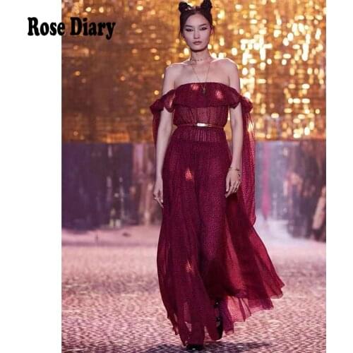 RoseDiary 2021Fashion Runway Summer Elegant Lace-Up Fairycone Dress Women Slash neck Red Leopard print Boho Long Dress With Belt