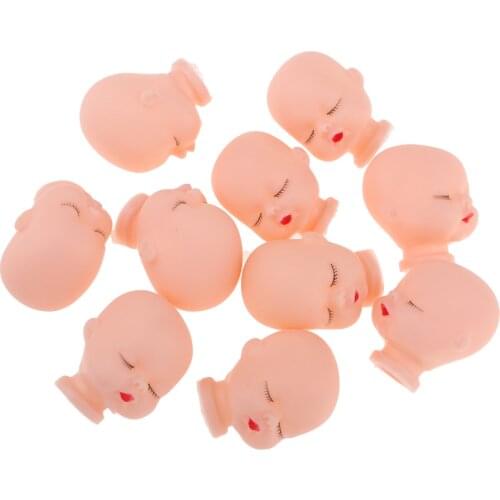 10pcs Lovely Sleeping Baby Head Mold For Mini Keychain Doll Making Accessory Great DIY body parts accessories for doll custom