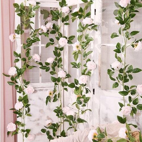 2.4M 13 Heads Simulation Flowers Artificial Rose Vines Hanging Plant Romantic DIY Wedding Arch Garland Home Party Decoration