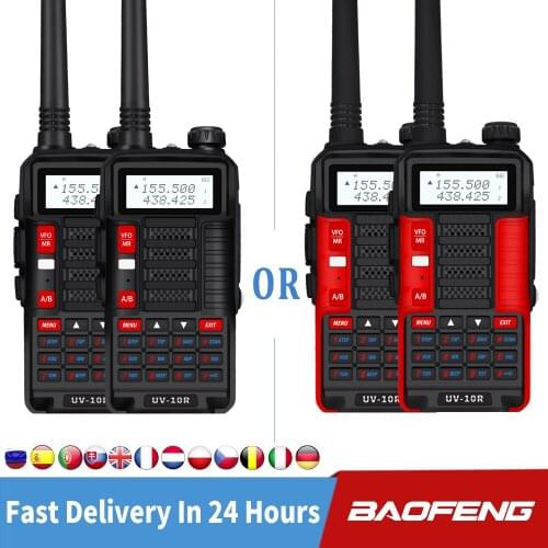 2pcs/lot Baofeng UV-10R Professional Walkie Talkies High Power 10W Dual Band 2 way CB Ham Radio hf Transceiver VHF UHF Radio