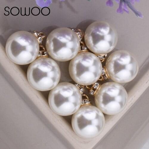 20 pcs Gold Ring with crystal Flower bead cap& Imitation pearls Pendant Charm Bracelet DIY Jewelry Findings SOWOO