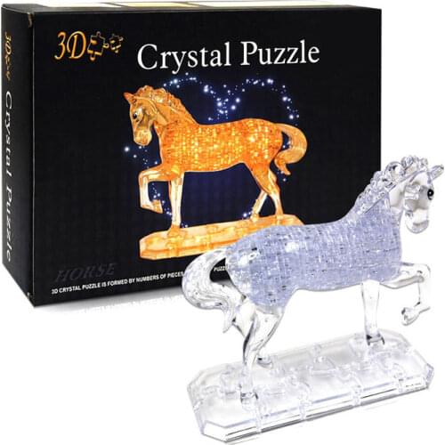 3d stereo plastic assembling puzzle educational toys crystal horse