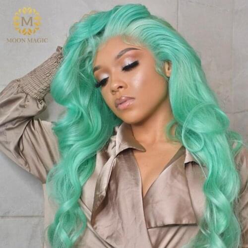 613 Lace Frontal Wig Green Colored Human Hair Wigs Transparent Lace Body Wave Wig Natural Hair Brazilian Human Hair Wig Sale