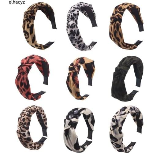 9pcs/lot 2021 New Fashion Leopard Printing Knotted Headband Chic Headwear for Women Girls Elegant Hair Band Hair Accessories