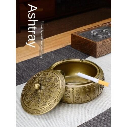 Tea Table Retro Ashtray with Lid Office Windproof Resin Coffee Table Ashtray Large Household Creative Personalized Trend