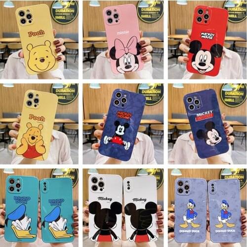 Disney Mickey Mouse Cartoon Style Phone Case Cover for Iphone 12 Pro Max 11 8 7 XR PLUS X XS SE Donald Duck Winnie Cell Shell