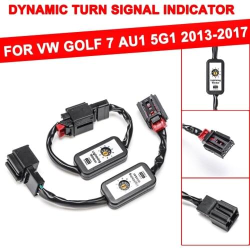 2PCS Dynamic Turn Signal Indicator LED Taillight Black Add-on Module Cable Wire Harness Left & Right Tail Light For VW Golf 7