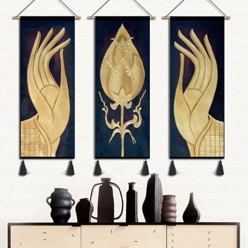 Home Decorative Tapestry Wall Hanging Cloth Buddhas-hand Lotus Fresco Wall Background Adornment Bedroom Tapestries Painting