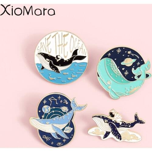 Ocean starry whale dreamy Enamel Pins Fashion Cartoon Animal Lapel Badges Wholesale Pins Brooches Jewelry Gifts for friends
