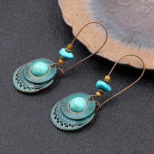 European and American Popular Retro Alloy Earrings Round Geometry Irregular Ladies Long Personality Lover Birthday Ear Hook