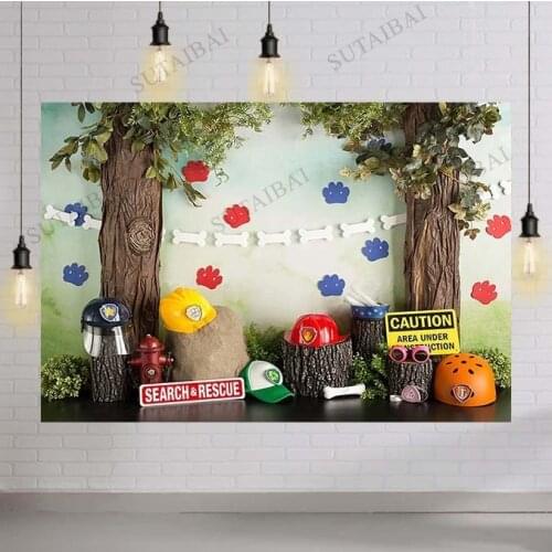 Superhero Forest Search Rescue Police Firemen Theme Birthday Party Boy Photo Backdrop Photography Background Photocall