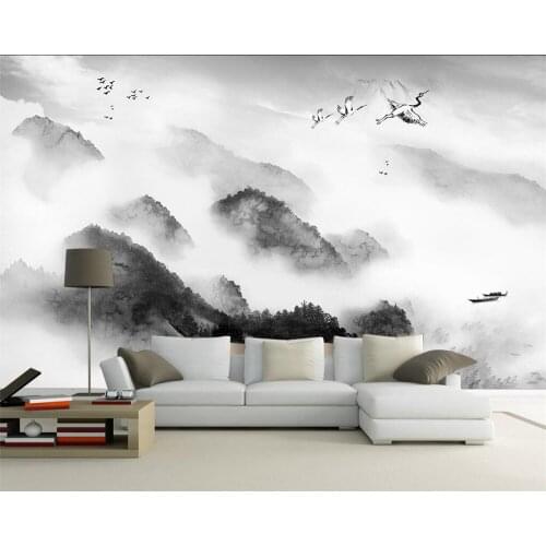 Beibehang Custom wallpaper photo black and white landscape waterfall 3D TV backdrop wall Living room bedroom murals 3d wallpaper