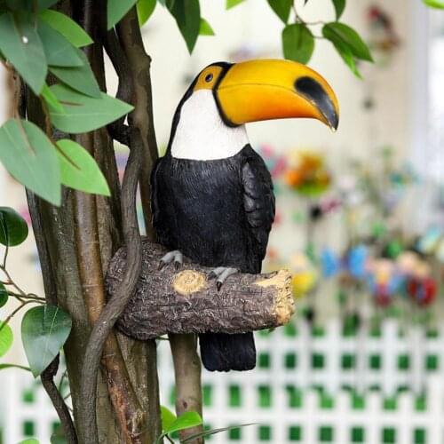 Big-Billed Toucan Garden Simulation Ornaments Resin Fake Birds Crafts Garden Tree Hanging Pastoral Decoration Pendant