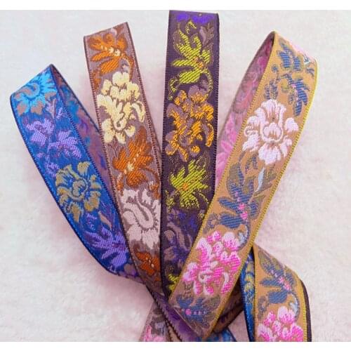 Graceful Quality 4 Colors Blooming Rose Flowers Embroidery Jacquard Ribbon, Beautiful ribbon and DIY ribbons for sewing