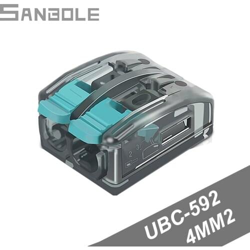 Terminal Block Box 4 Square Fast Connection UBC-592 Spring quick connection Led Lamp Lighting One-in-one-out 450V/32A (10PCS)