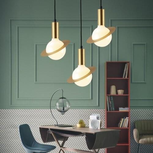 Creative Simple gold Chandelier Small Pendent Lamp Restaurant Table lamp Living Room The Study Attic Pendent Lamp Lights Glass