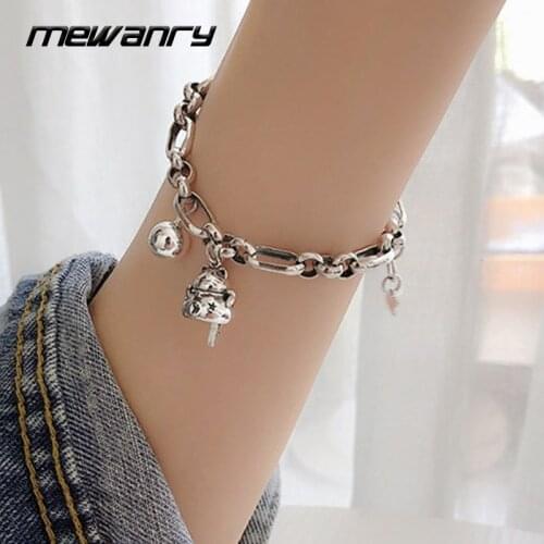 Mewanry 925 Sterling Silver Chain Bracelet for Women Trend Vintage Cute Creative Lucky Cat Pendant Party Jewelry Birthday Gifts