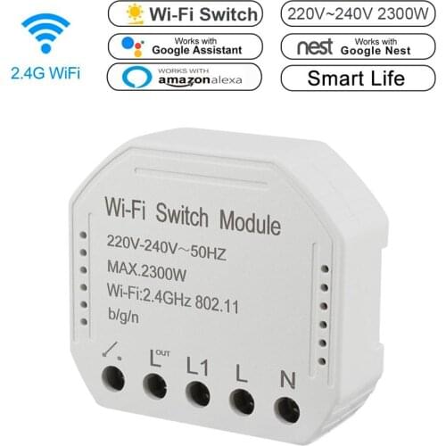 Tuya Smart Life Wifi Switch Module Controller 2300W Timer Smart Light Switch Voice Control Support Alexa Echo Google Assistant