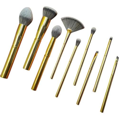 USA Morph 9PCS Y Series High Quality Gold Metal Handle Taklon Hair Makeup Brush Set