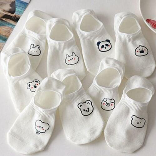 10 pieces = 5 Pairs/lot Rabbit Cow Heart Animal socks Cotton Casual Warm Women Streetwear Cute Funny Socks Short Happy Ankle