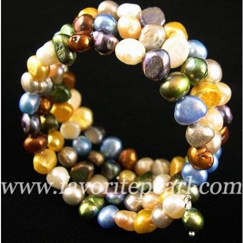 New Arrival Favorite Pearl Bracelet Triple Row 7-8mm Mixes Color Natural Freshwater Pearl Bracelet Handmade Fine Jewelry Party