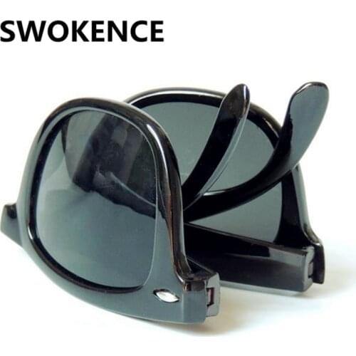 SWOKENCE Fashion Folding Sunglasses Women Men Portable Foldable Sun Glasses Rivet Frame Folded UV400 Optical Spectacles SA14