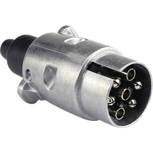 Durable 7 Pin Aluminium Alloy Plug Trailer Truck Towing Electrics 12V Connector EU Plug