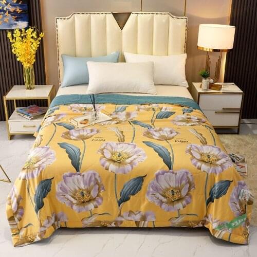 Simple Washable Summer Cool Quilt Single Double Air Conditioning Quilt Thin Silk Quilt Fresh Printing