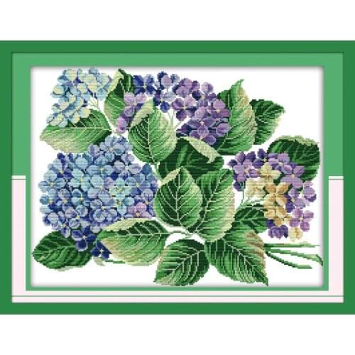 Joy Sunday Purple Floret Chinese Counted Cross Stitch Kit Patterns Printed On Canvas Embroidery Needlework Set DMC14CT DIY Tool