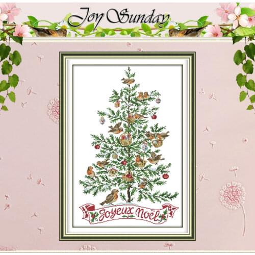 The Christmas tree with birds Counted Cross Stitch 11CT 14CT Cross Stitch Set Wholesale Cross-stitch Kit Embroidery Needlework