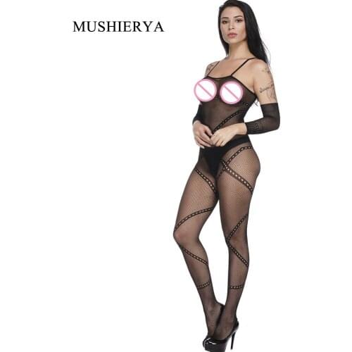 Sexy Fishnet Body Suit Lingerie Hollow Bodystockings Sexy Lingerie Tights Lenceria Mujer Hot Erotic Women One Piece Lingerie