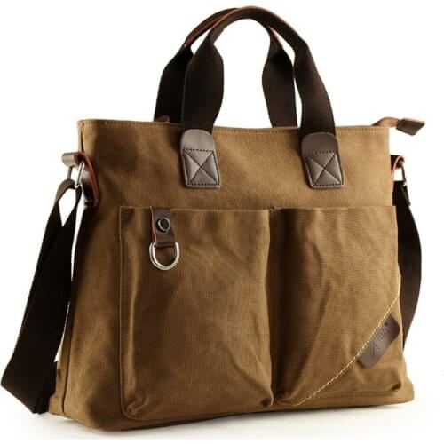 Messenger Bag Vintage Waxed Canvas Laptop Briefcase Padded Shoulder Bag