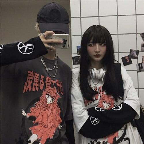 Autumn high street Ins cartoon printed goth tshirt preppy long sleeve autumn women tops Tee Women Full Sleeve harajuku T-shirt