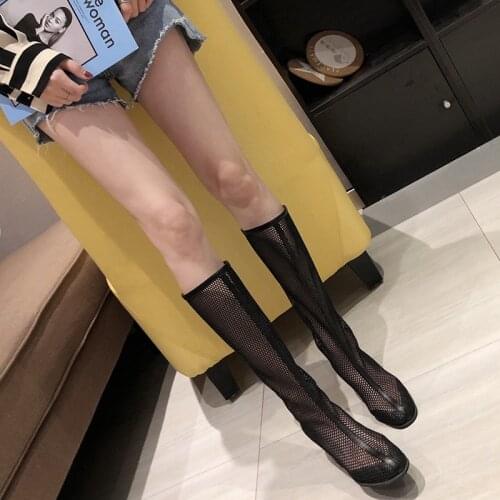 Womens boots 2020 summer new openwork mesh high-top boots trend fashion with openwork casual Martin boots