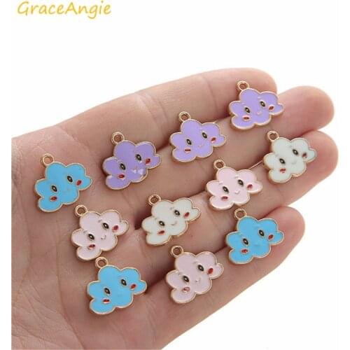 10pcs Mix Alloy Enamel Charms Lovely Cloud For dangle earrings Jewelry KC Gold Pendant For DIY Bracelet Necklace Jewelry Making