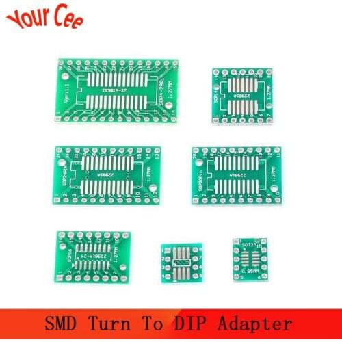 10pcs SMD Turn To DIP Adapter Converter Plate PCB Board Kit SOP MSOP SSOP TSSOP SOT23 8 10 14 16 20 28 SMT To DIP