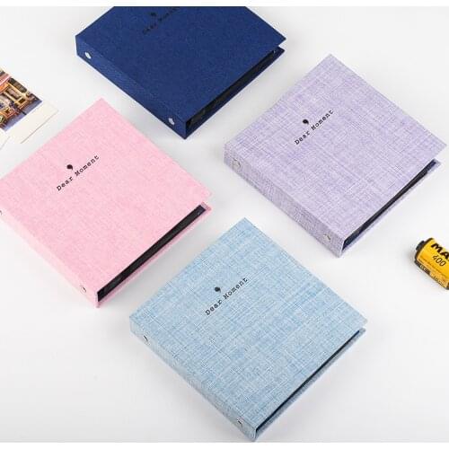 100 Pockets Jute Material Pure Color Book Style Dear Moment Photo Album for 4 Inch Photos