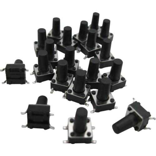 100pcs 4PIN Push Button Touch micro switch black Tactile Patch Tact switch 6*6*4.3/5/6/7/8/9/10/12/14/16/17/18/20