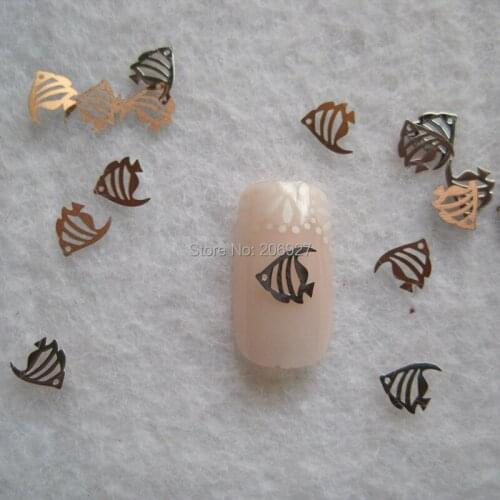 MS290-1 100pcs Silver Cute Fish Metal Sticker Nail Art Metal Sticker Nail Art Decoration Non-adhesive Sticker